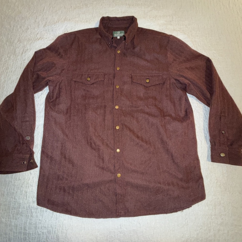 Schnees Mens Xl Tall Rifleman Jacket Shacket Red Button Flannel Herringbone
